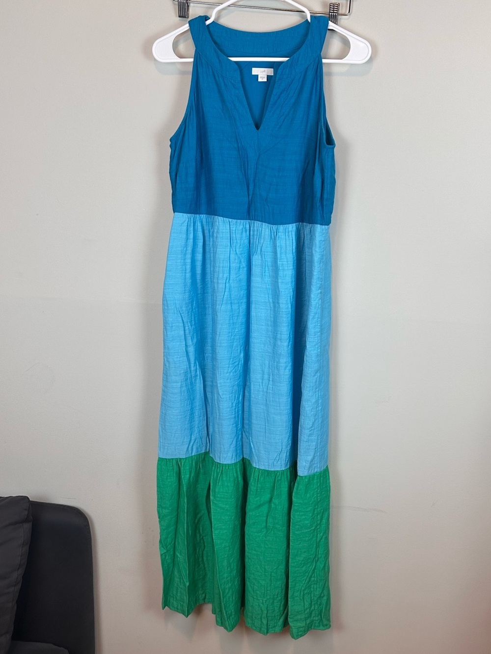 J. Jill Color-Block Maxi Dress in Mediterranean Multi Pockets Size XS - Picture 7 of 13